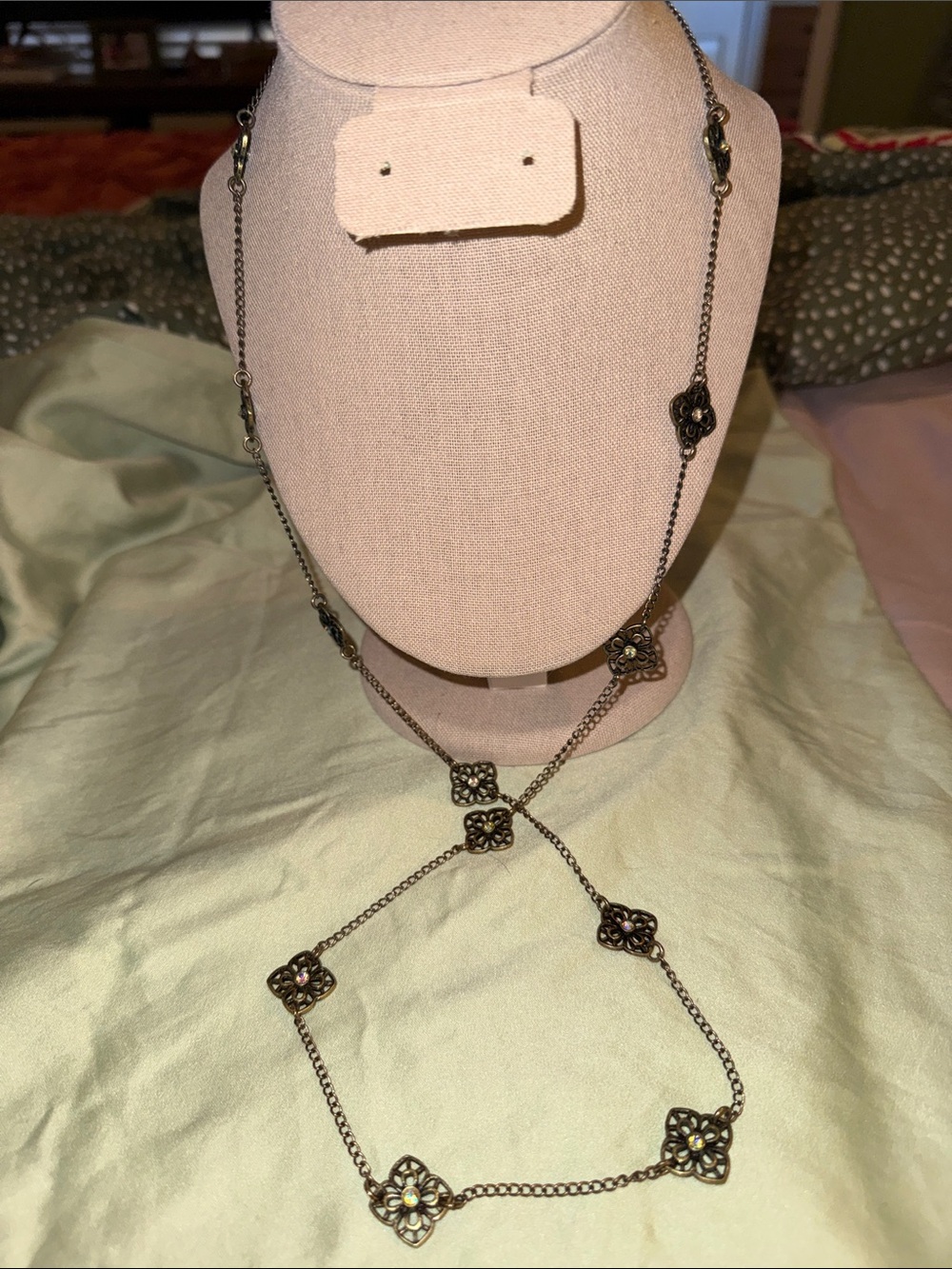 Premier Antique Bronze Floral Lariat Necklace